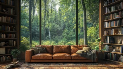 Grey sofa against concrete tiled wall