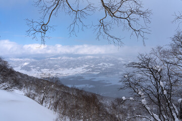 冬の羊蹄山山麓からの眺め