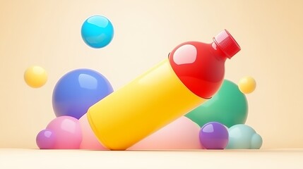 Colorful Plastic Bottle With Pastel Spheres