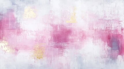 Obraz premium A soft abstract painting featuring pastel pinks, whites, and hints of gold, creating a serene and dreamy atmosphere.