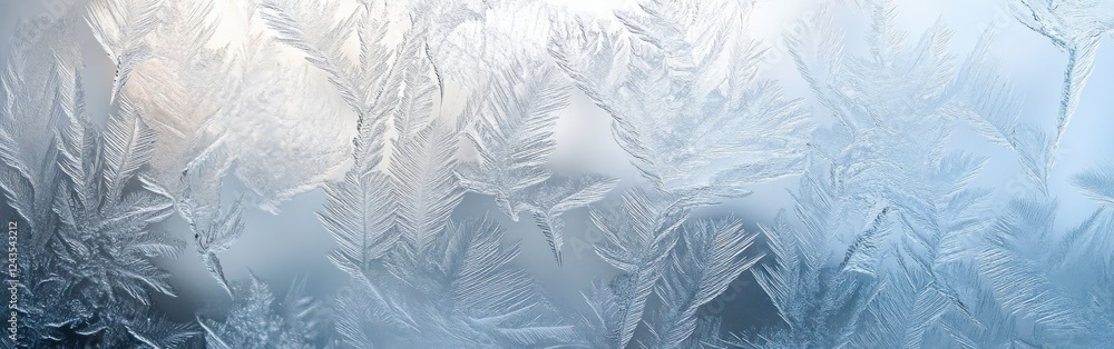 Leinwandbilder textured icy background featuring intricate frost patterns in cool blue tones highlighted by soft li