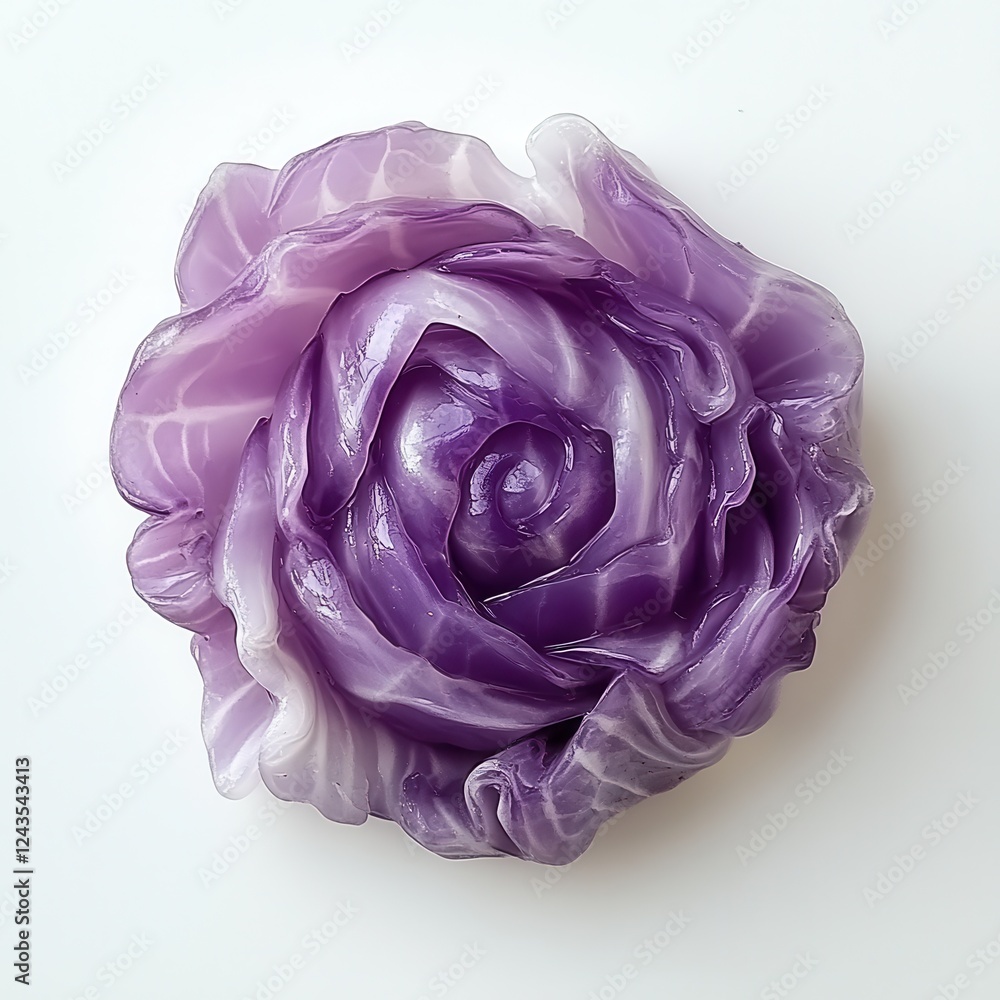 Poster Beautifully crafted purple cabbage slice highlighting intricate layers and shapes in a decorative arrangement