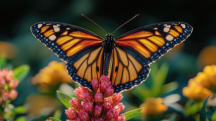 Obraz premium Monarch Butterfly Resting on Pink Flowers