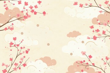 Naklejka premium Delicate Cherry Blossom Branches Against a Pastel Sky