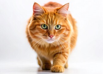 Obraz premium Macro Photo of Walking Red Cat, Isolated on White Background
