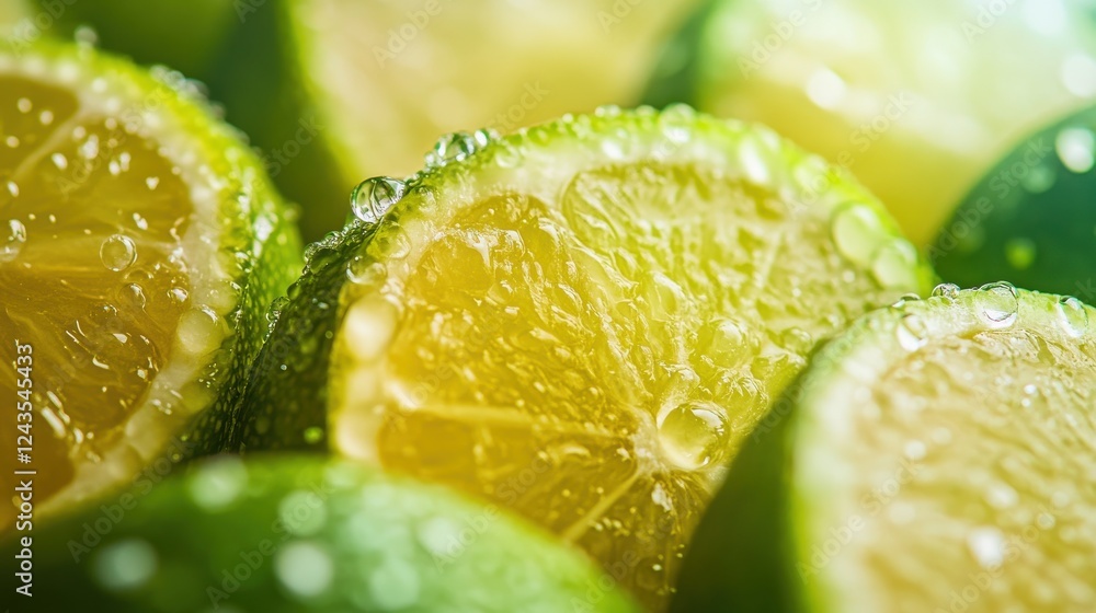Poster Bright slices of lime glisten with freshness in a vibrant display of citrus delight
