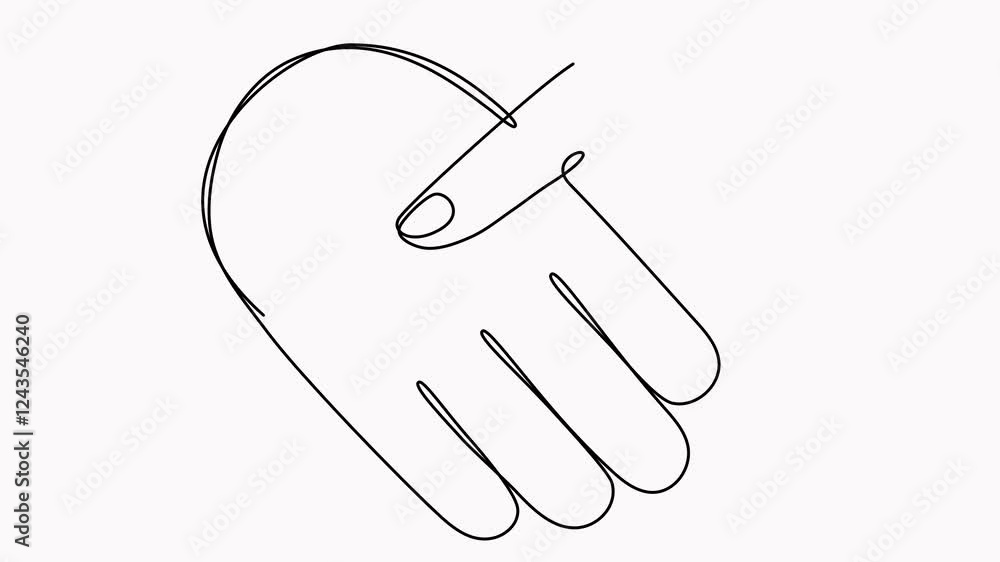 Poster handshake in heart shape continuous line drawing animated video. business deal symbol animation.