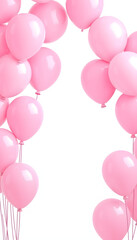 Party balloons background, pink balloons on a white background, low-poly. with white shades