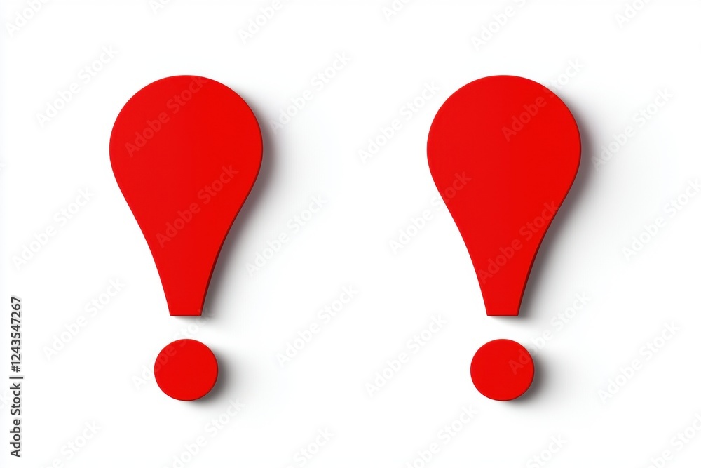 Aufkleber red exclamation mark icons on white background for error alerts and notifications