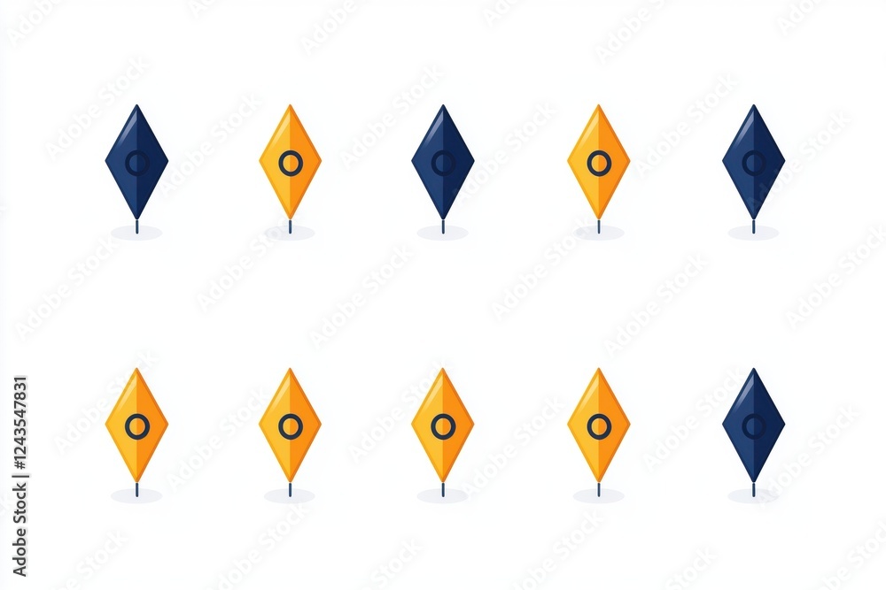 Poster colorful diamond pointer icons for cursor and click navigation design