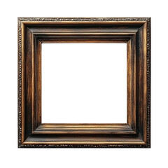 Ornate Wooden Picture Frame with Vintage Charm Isolated on transparent background