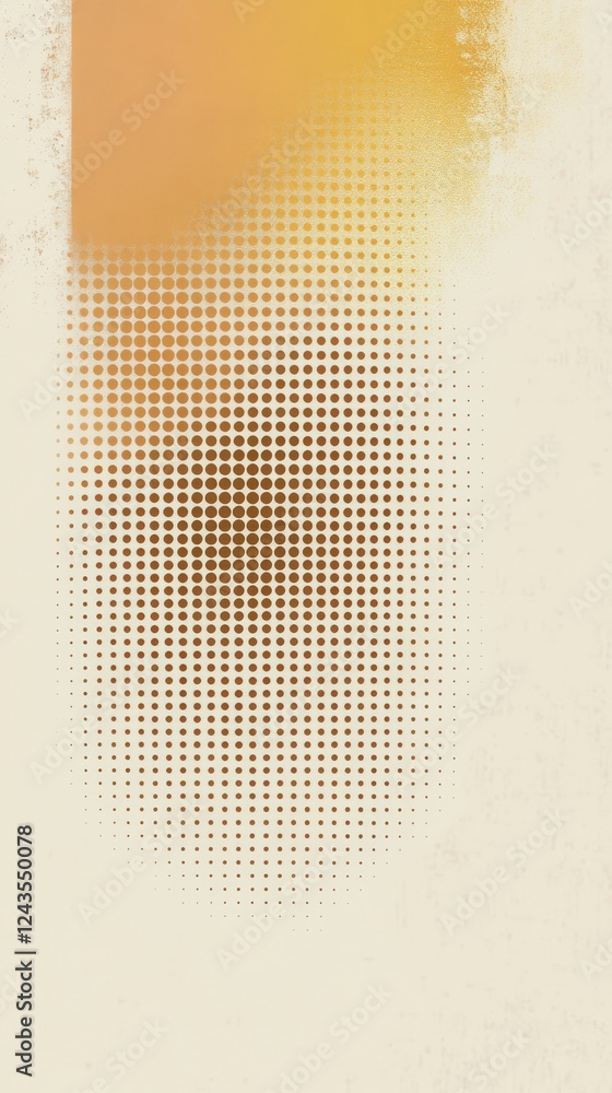 Poster Halftone gradient pattern in mustard yellow creating a soft and warm visual effect for design backgrounds