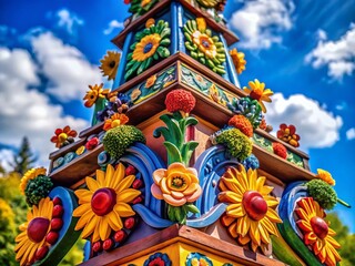 Obraz premium Majestic Maypole Top: Traditional German Celebration Detail