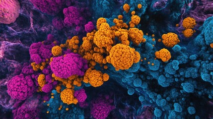 Colorful Abstract Microscopic Visualization of Cellular Structures