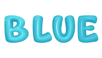 Blue Font  Glossy letters in cartoon style. Fonts voluminous inflated from balloon