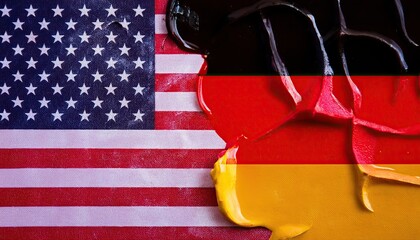 Abstract Brushstroke Art Featuring USA and Germany Flags
