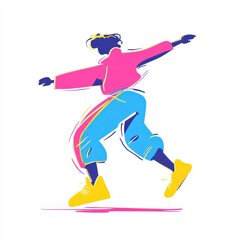 Obraz premium Colorful Abstract Illustration of a Person Skating with Joyful Style