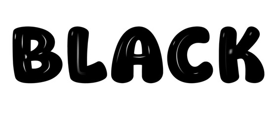 black font  lossy letters in cartoon style. Fonts voluminous inflated from balloon