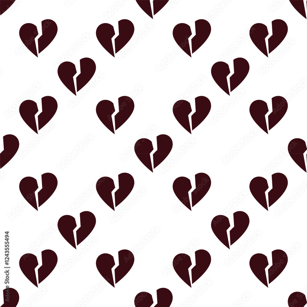 Poster breakup or heartbreak vector modern seamless pattern broken heart background