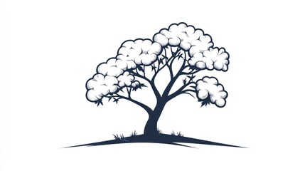 Stylized tree illustration, nature, white background, design element