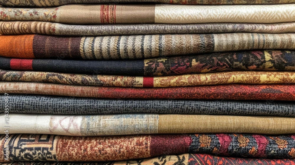 Aufkleber textured fabric rolls in rich patterns and colors for design projects