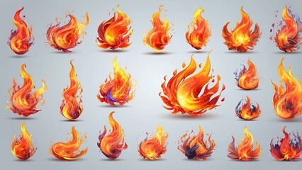 Available in transparent PNG format, this collection has vibrant flame elements on a transparent background.