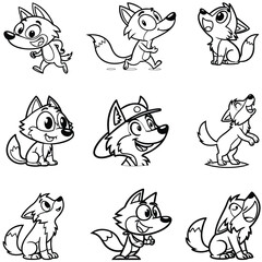 Obraz premium Wolf kangroo bundle line art and illustrator eps