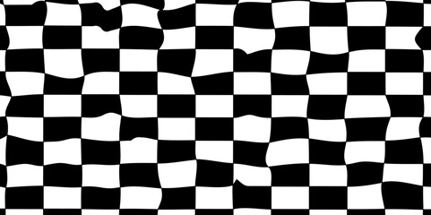 Obraz premium Black and white checkered pattern background vector presentation design. Chess design or race flag, black and white fabric cloth is waving. Wavy monochrome background. square checker tablecloth.