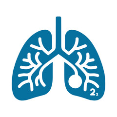 blue human lung  flat style vector icon illustration.