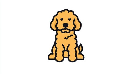 Obraz premium Cute cartoon dog illustration with fluffy golden fur sitting down