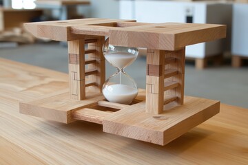 Unique Wooden Hourglass with Elegant Design and Modern Aesthetic