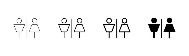 Toilet icon vector isolated on white background. Toilet sign. Man and woman restroom icon vector. Male and female icon