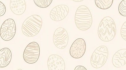 Decorative Easter Eggs Pattern in Soft Beige Background Design