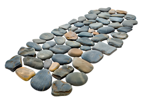 Artistic Pebble Mosaic Pathway Design on transparent background