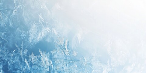 Fototapeta premium Delicate Ice Crystals Frosting Winter Window Pane