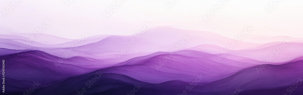 Poster elegant pencil strokes create a soft gradient of purple shades transitioning across a serene landsca