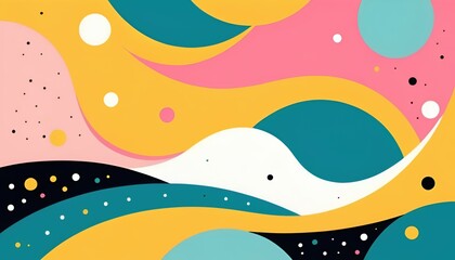 "Vivid Energy: Memphis-Style Abstract Design with Bold Colors and Playful Shapes"