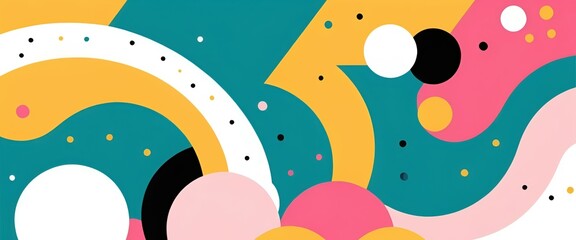 "Vivid Energy: Memphis-Style Abstract Design with Bold Colors and Playful Shapes"