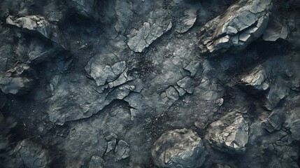 Fototapeta premium Stunning aerial top down view of a vast rugged mountainous terrain landscape with towering peaks deep ravines and snow capped ridges