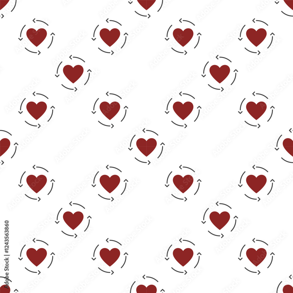 Poster vector heart inside arrows seamless pattern or background for expressing love