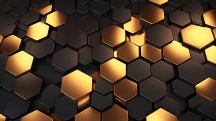 Hexagonal abstract metal background with light