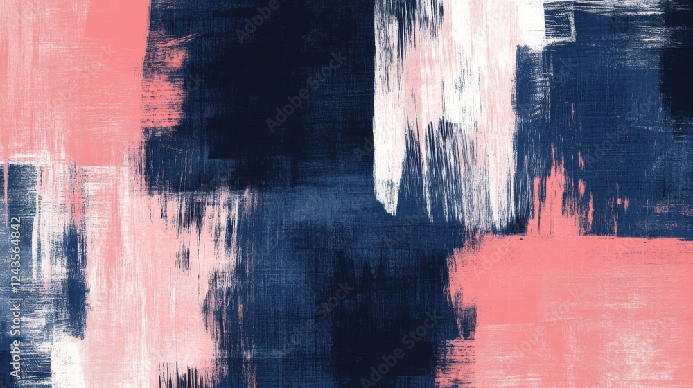 Aufkleber Textured abstract patterns in navy blue and soft pink create a modern artistic atmosphere in contemporary design settings