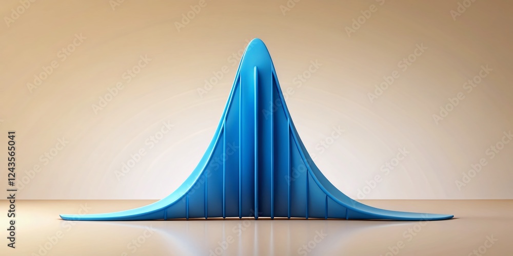 Poster minimalist blue normal distribution curve - statistical data analysis stock photo