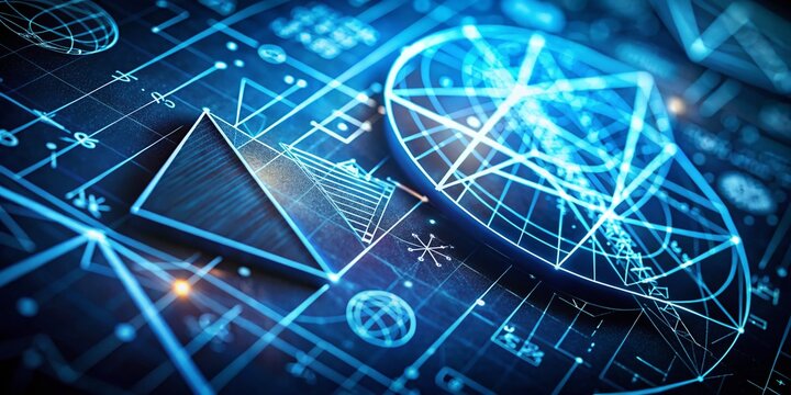Minimalist Blue Background Math Equations Diagrams Stock Photo