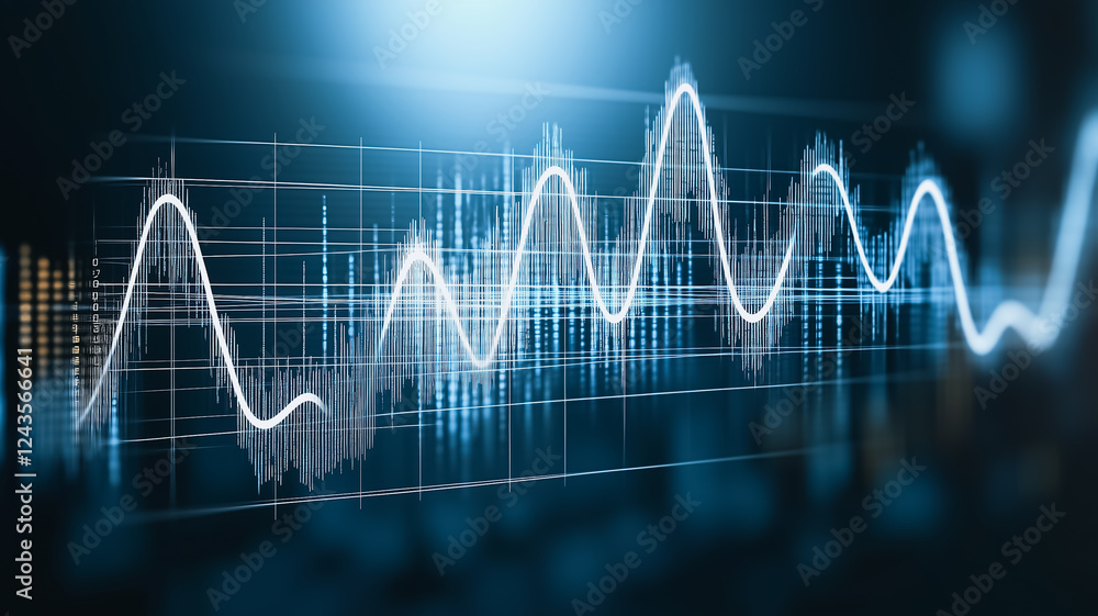 Poster dynamic data visualization: abstract stock chart pattern