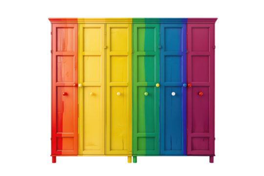 Rainbow Colored Cupboard on White on transparent background