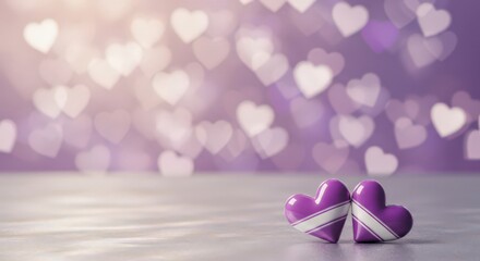 Two Purple Hearts with White Stripes