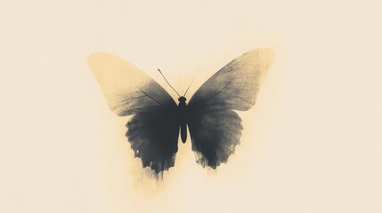 Minimalist butterfly silhouette drawn in pencil showcasing delicate features and elegant lines