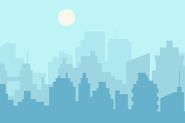 Fototapeta premium City skyline vector illustration. Urban landscape cityscape in flat style. City silhouette. Cityscape backgrounds. Daytime city skyline.