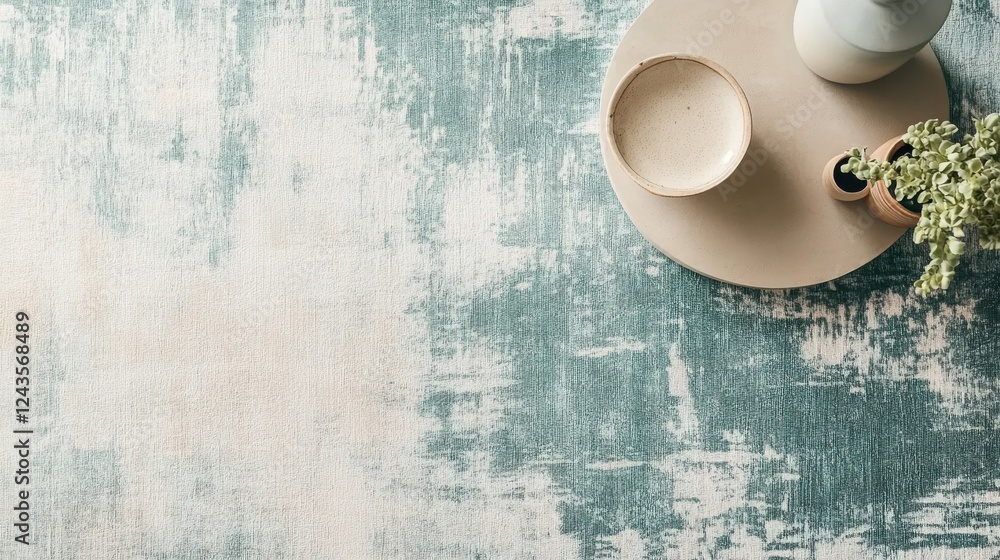 Poster minimalist composition featuring pencil strokes and jagged textures with natural elements on a light